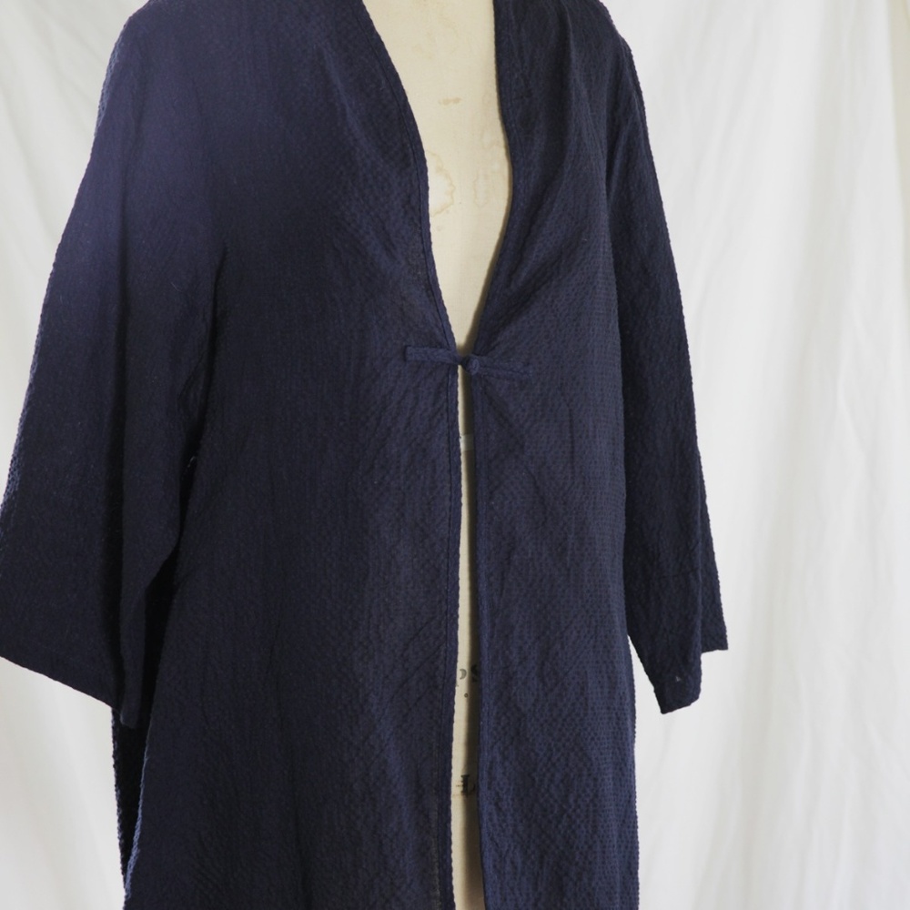 Nurture L Navy Blue Cotton Kimono Style Jacket